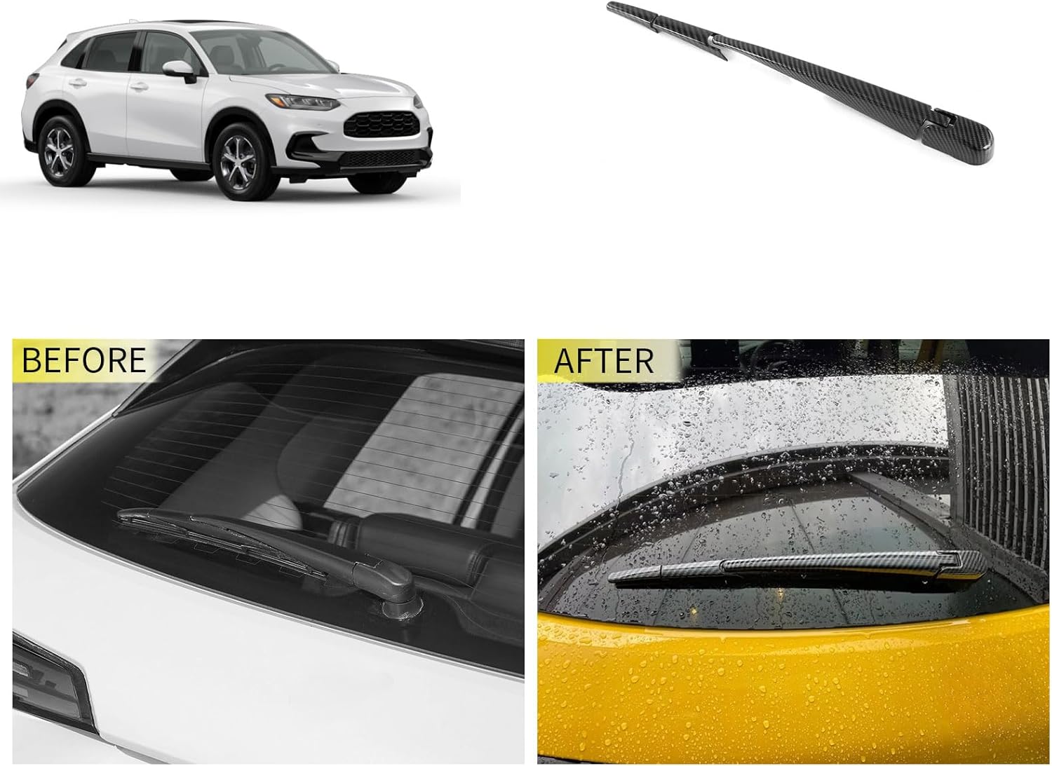 Rear Back Window Wiper Cover Trims Compatible With Honda New HRV HR-V 2026 2025 2024 2023 Exterior Car Accessories ABS 4PCS(Carbon Fiber Style)
