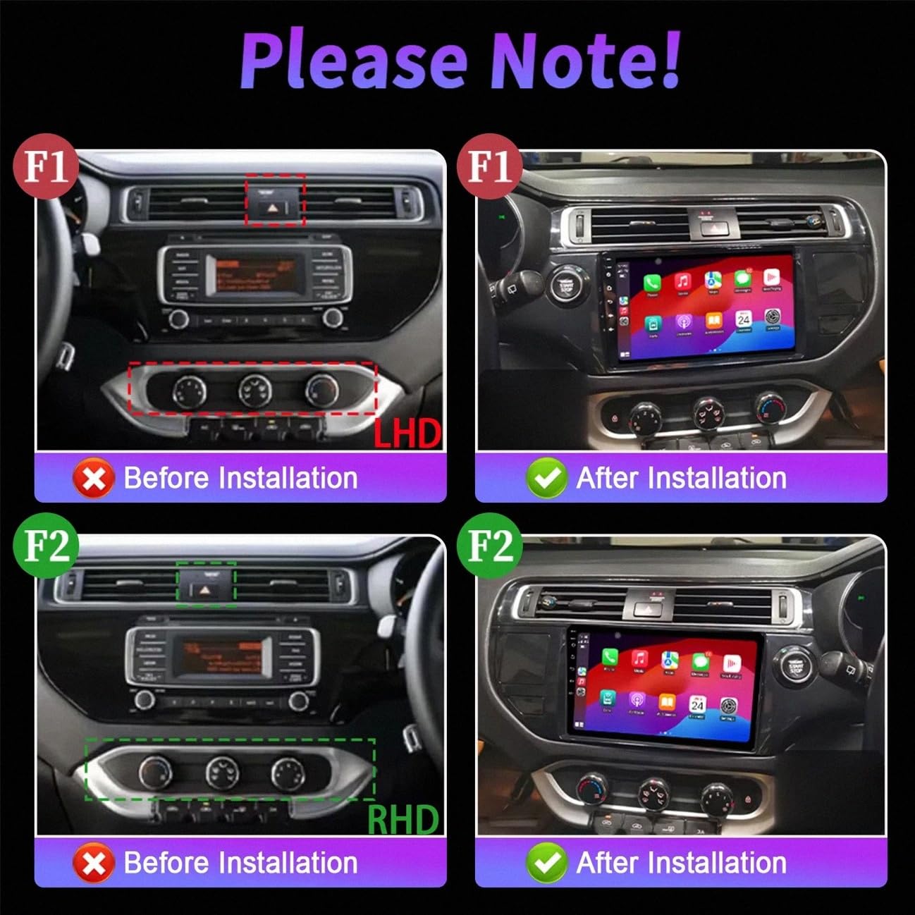 Radio Macchina Touch Screen per Kia RIO K3 2015-2017 Wireless Carplay Android Auto Stereo Auto Bluetooth Ips con Pantalla Táctil con Gps, 8 Nucleo 8G+256G