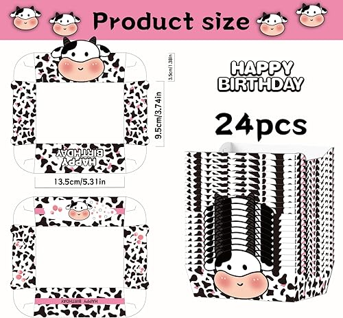 Miniatura 6 de Bandejas de papel desechables con estampado de vaca, 24 unidades, diseño de vaca sagrada, Im One, decoraciones de cumpleaños, bandejas de nachos