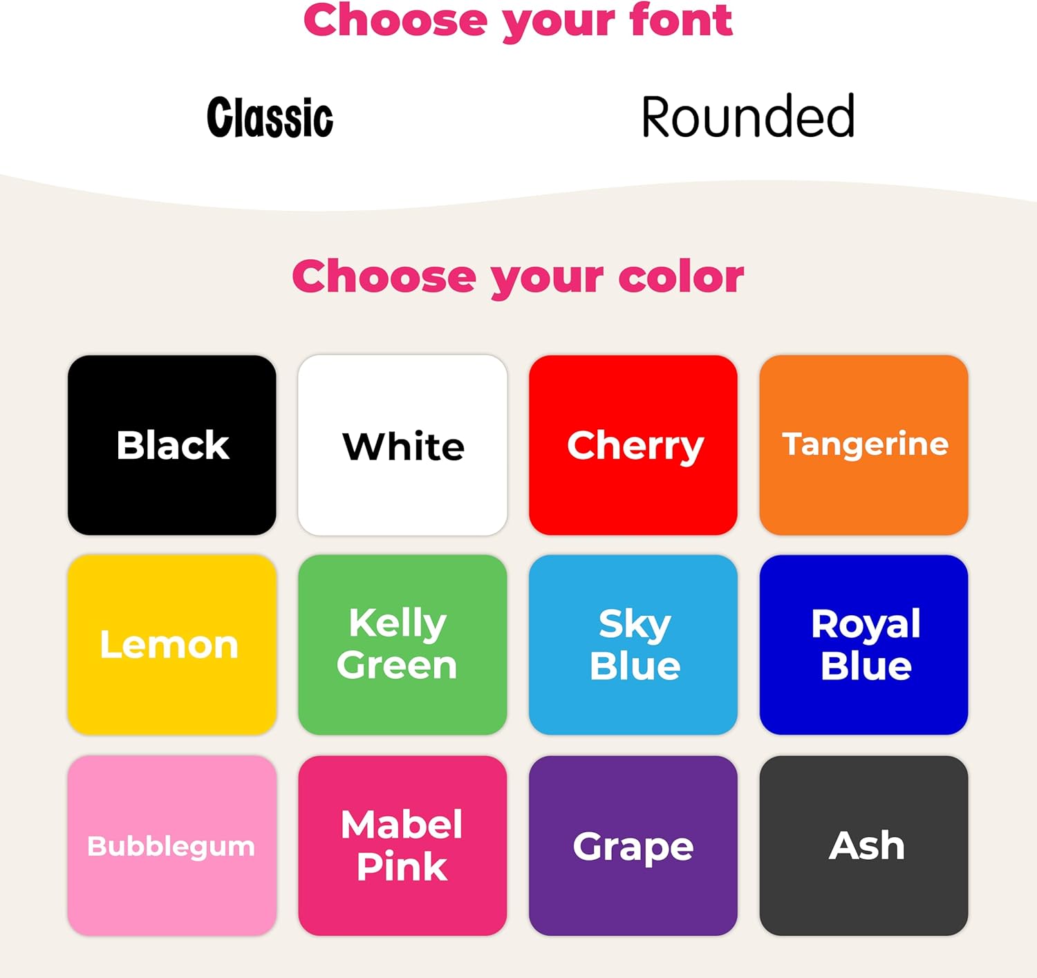 Mabel’s Labels Personalized Stick-On Clothing Labels – Laundry-Safe Kids' Name Labels That Peel and Stick to Clothing Care Tags (Ash)