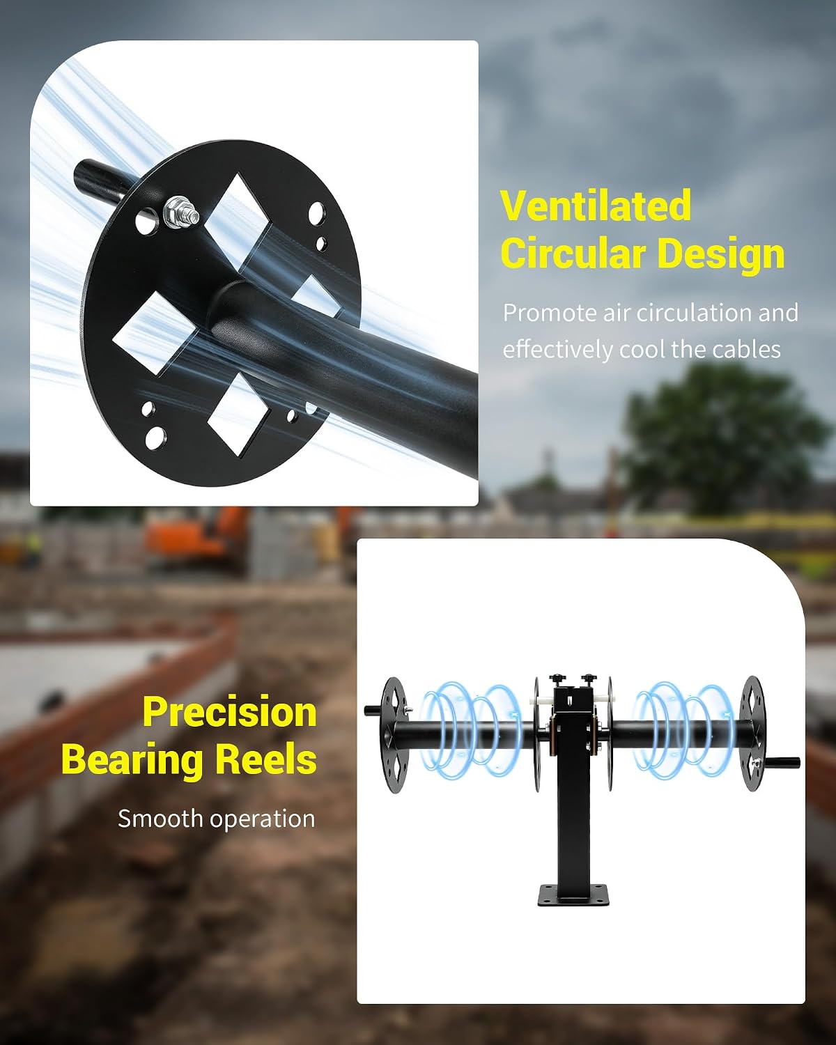 Fixed Side x Side Heavy Duty Double Welding Cable Lead Reel