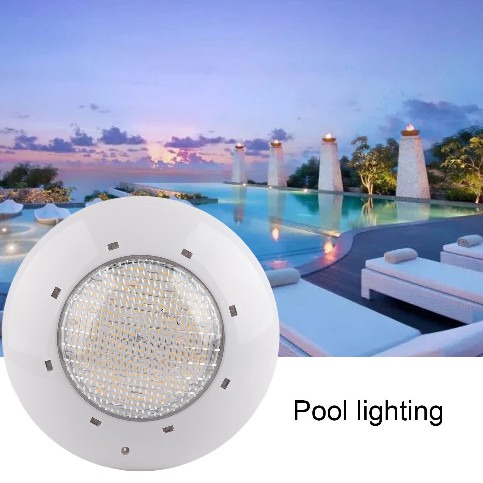 Fafeicy Poollampe, AC12V LED-Unterwasserleuchte mit Warmem Licht, IP68-Wasserdichtigkeit, Wandmontierte Unterwasser-Schwimmbadlampe, Unterwasser-Inselleuchten (35W)