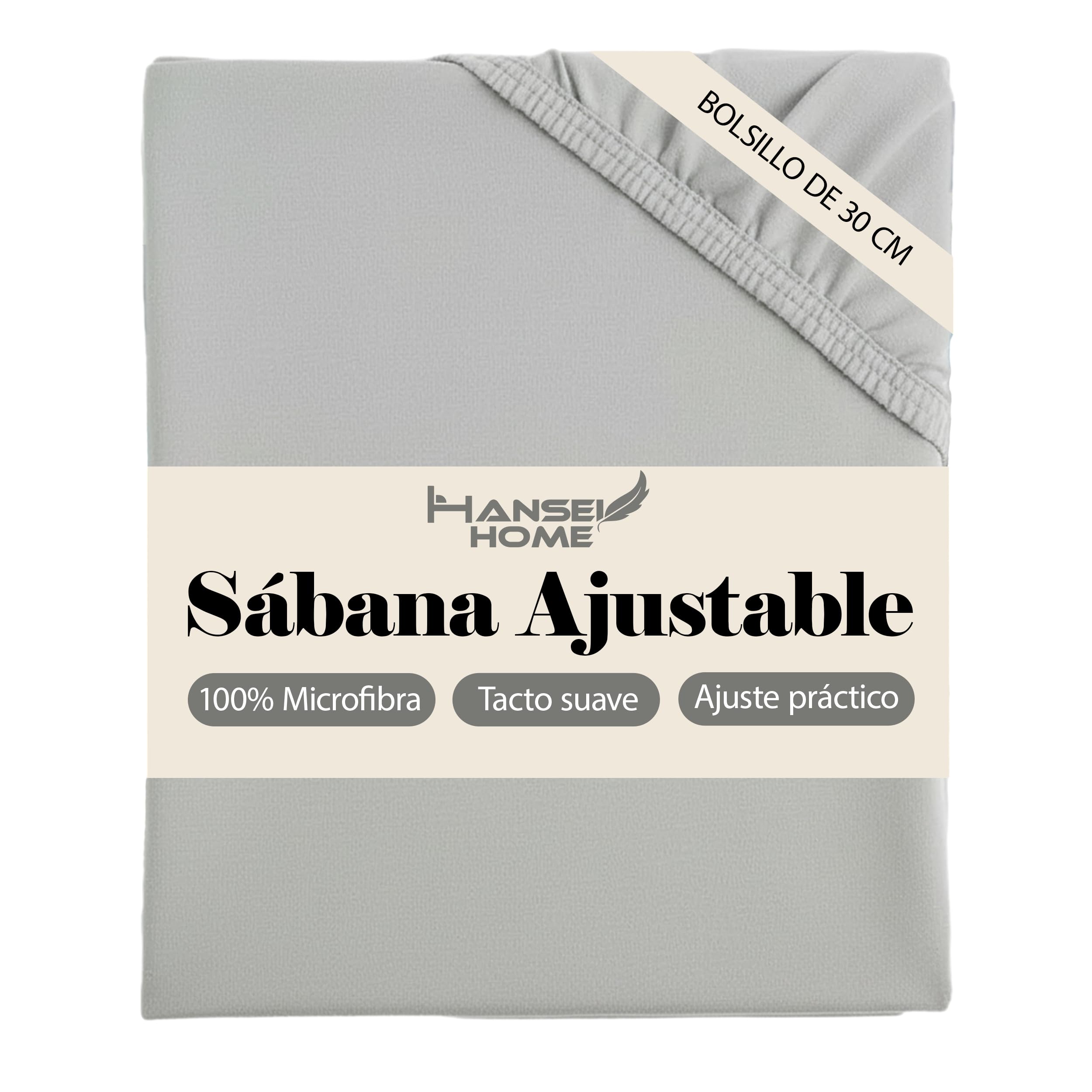 H HANSEL HOME Sábana Bajera Ajustable, Microfibra Transpirable y Suave, Altura 30 cm, Elástico 360° - Sábana Bajera 180x190/200cm – Blanco — view 19