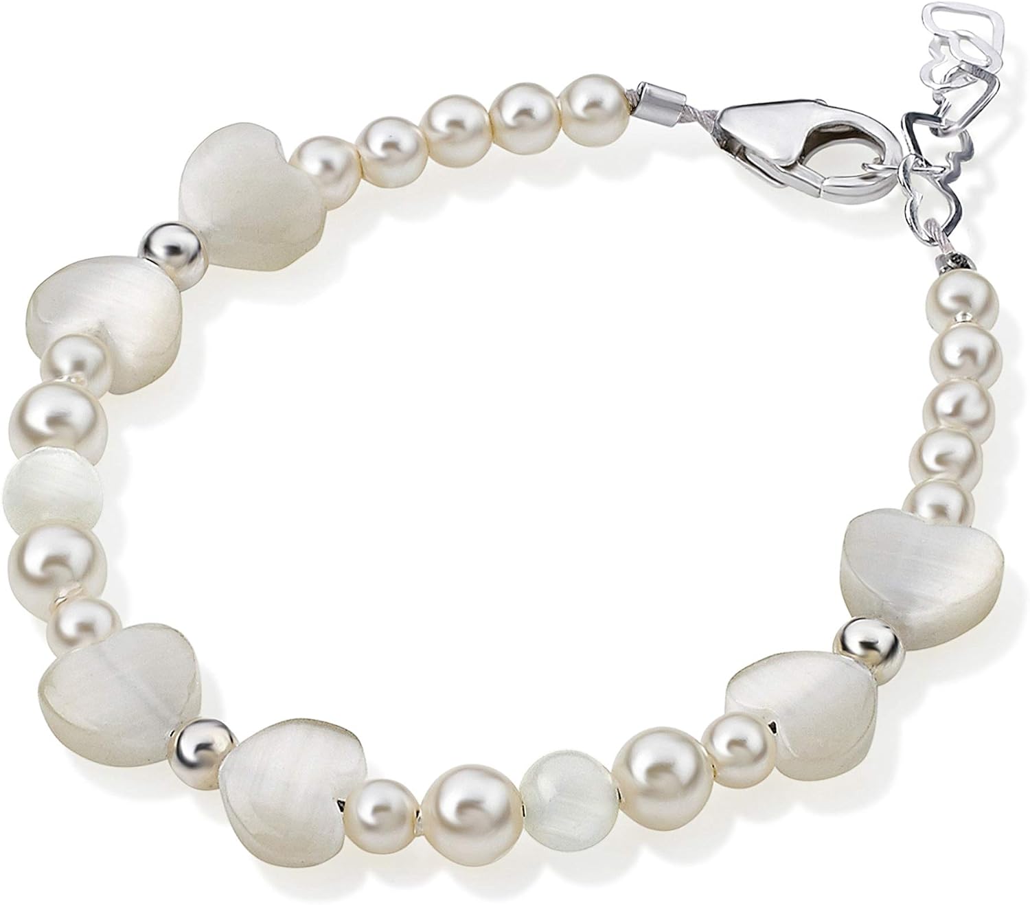 Elegant Gold Little Girl Bracelet - with Cream Glass Beads - Perfect for Birthday Gifts, Baby Keepsake Gifts (B1907)