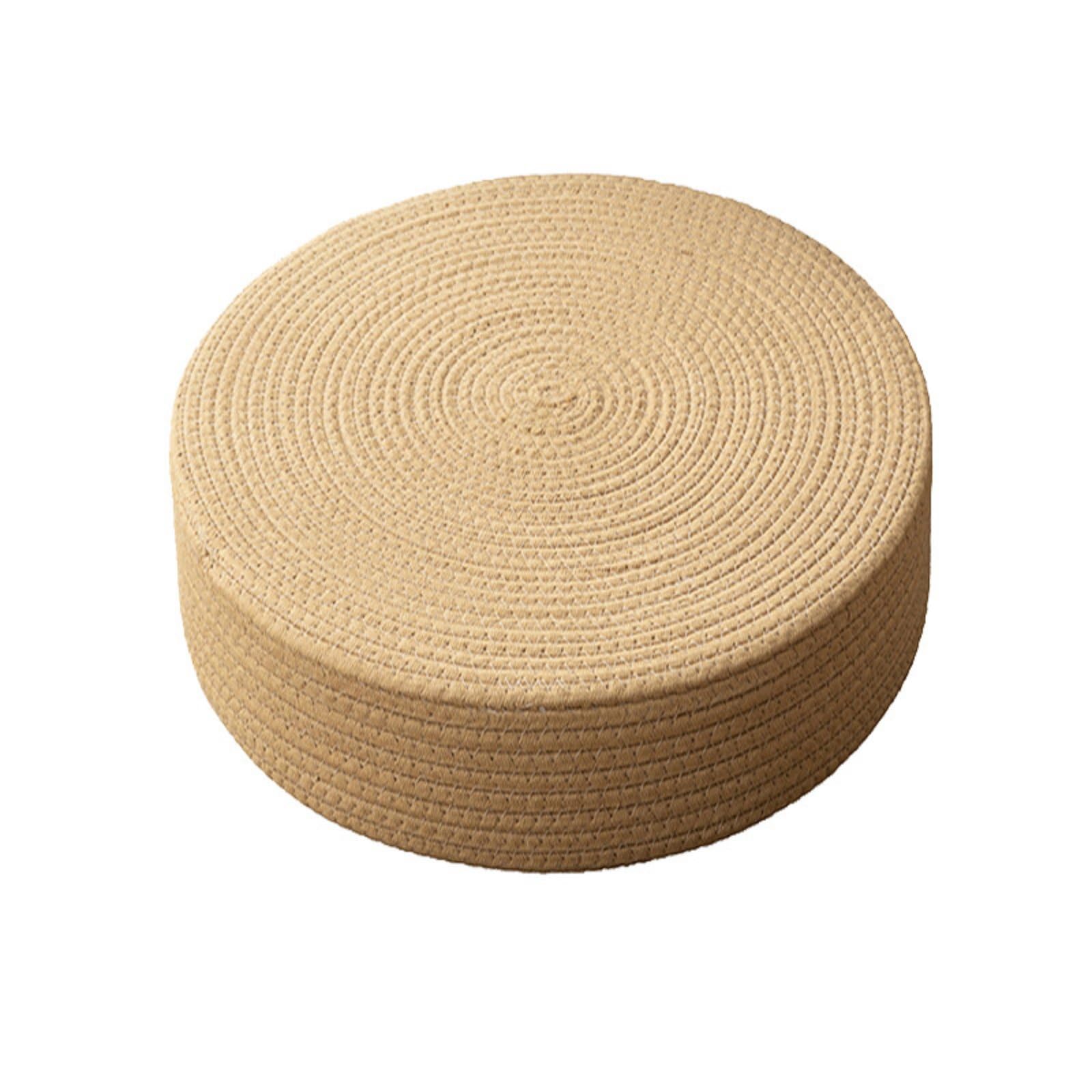 Easy to Place Zafu Meditation Cushion Ergonomic Support Round Rope Cushion Natural Cotton Cover Thick Woven Seat Pad for Meditators, Tatami, Zen Room, 49.8CM D 20CM H-image-3