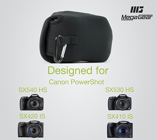 Miniatura 7 de MegaGear Funda de neopreno ultra ligera para cámara con mosquetón para cámaras digitales Canon PowerShot SX540 HS, SX530 HS, Canon PowerShot SX420