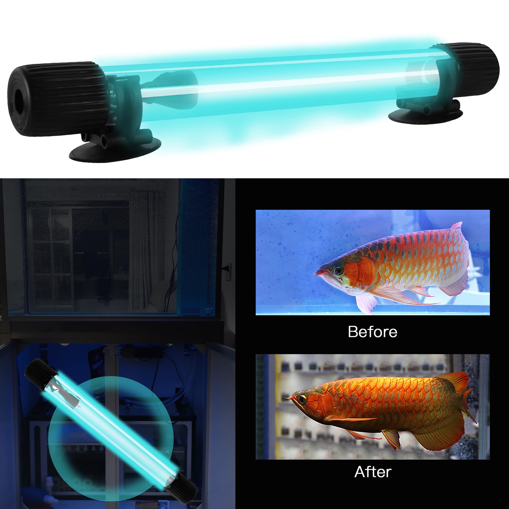 Luz Esterilizadora UV, luz UV para Acuario de 13 W Esterilización Interior, Control de Tiempo de 4 Velocidades para Limpieza de Piscinas de Agua, Pecera, Inodoro, Habitación