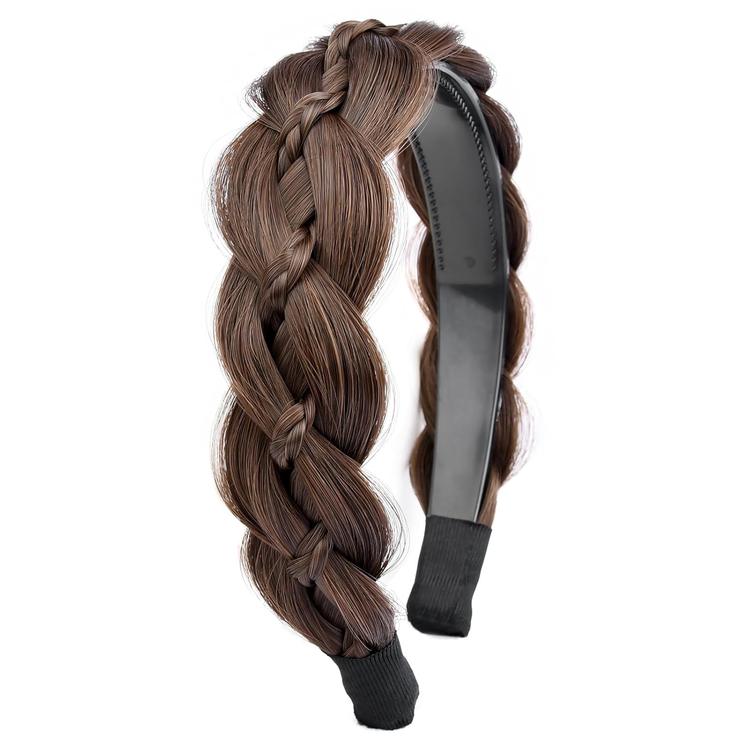 Wide Braided Headband with Teeth Synthetic Hair Plaited Headband Fishtail Braided Hair Band Hairpiece for Girls Women Beauty Accessory (Chestnut, Wide) Wide Braided Headband with Teeth Synthetic Hair Plaited Headband Fishtail Braided Hair Band Hairpiece for Girls Women Beauty Accessory (Chestnut, Wide)