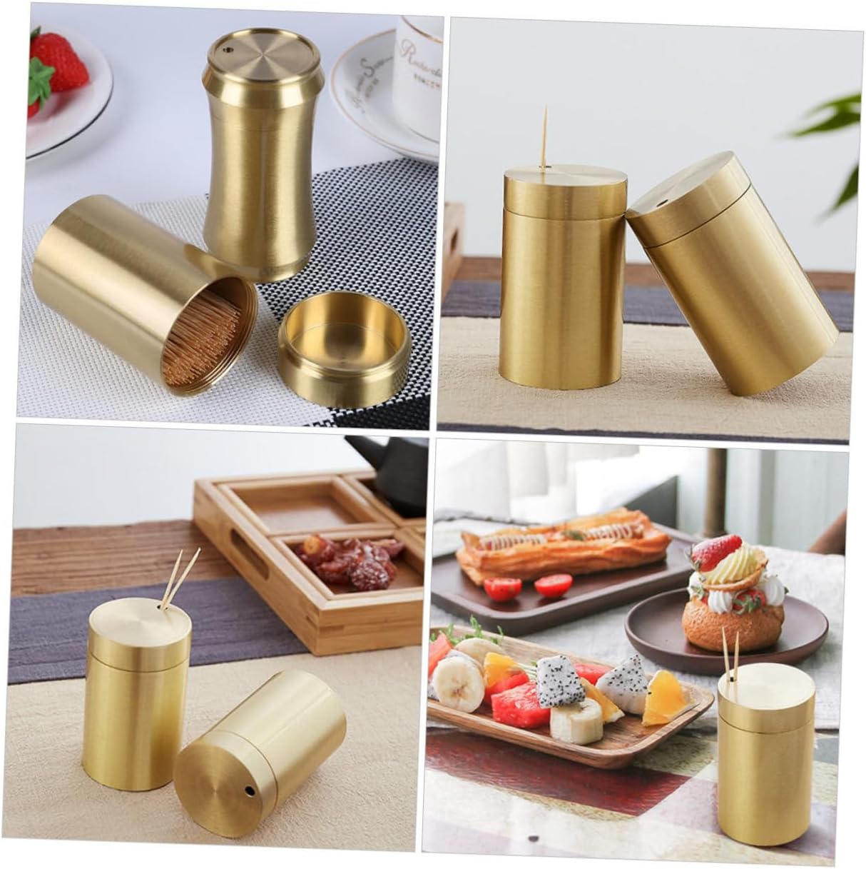 SHOWERORO Toothpick Container Simple Shape Eco-friendly Metal Holder for Home Restaurant