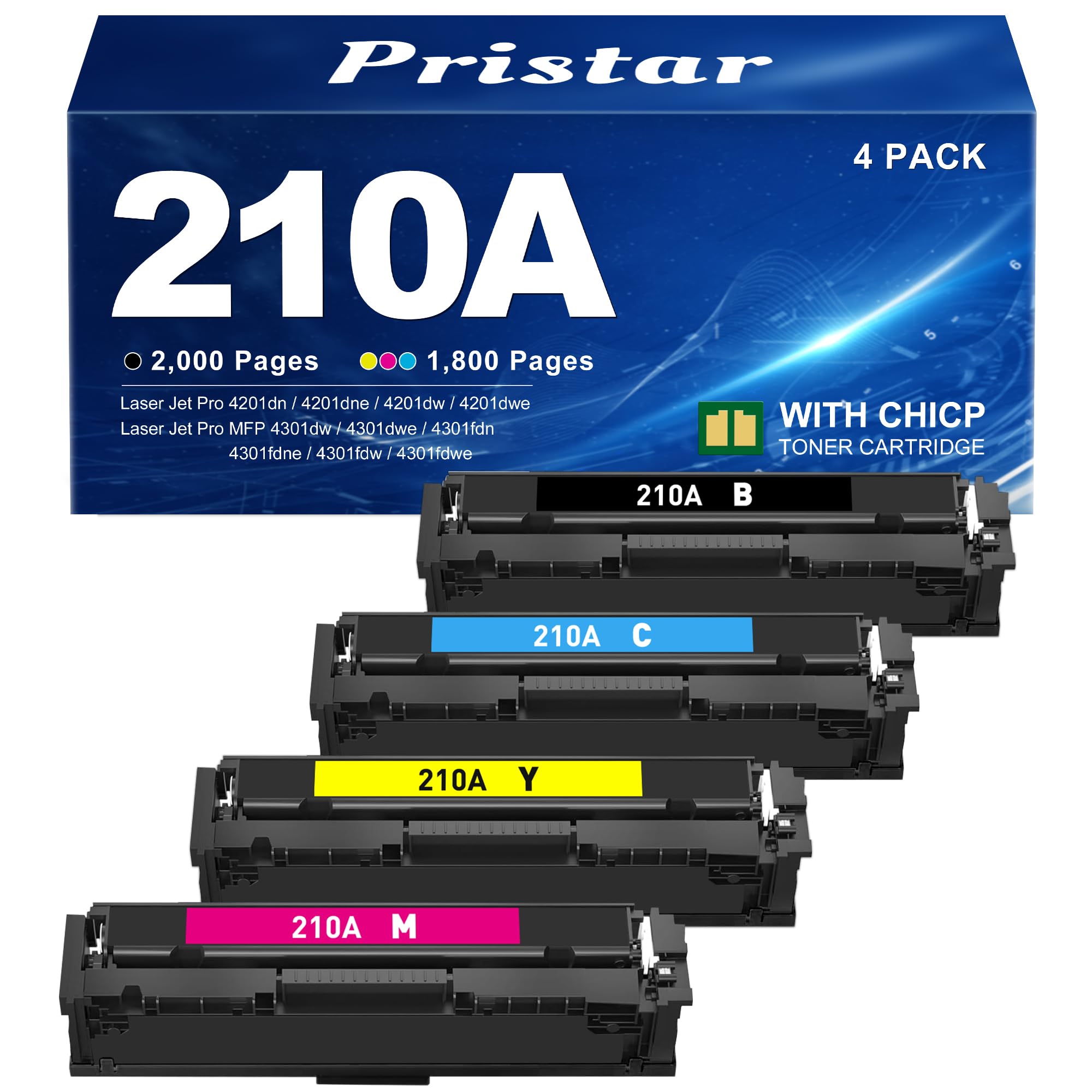 Photo 1 of Pristar 210A Toner Cartridges 4 Pack (Black/Cyan/Magenta/Yellow)