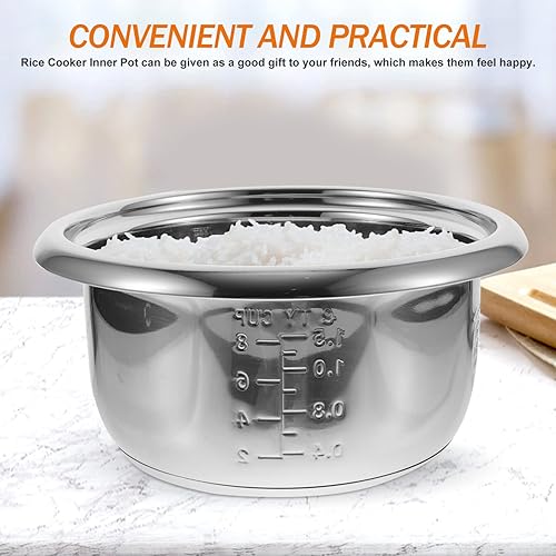 Miniatura 8 de BESTonZON 3L 500W Plata Acero Inoxidable Olla Arrocera Interior Olla De Reemplazo De Revestimiento Antiadherente Arroz Cocción Contenedor De Arroz
