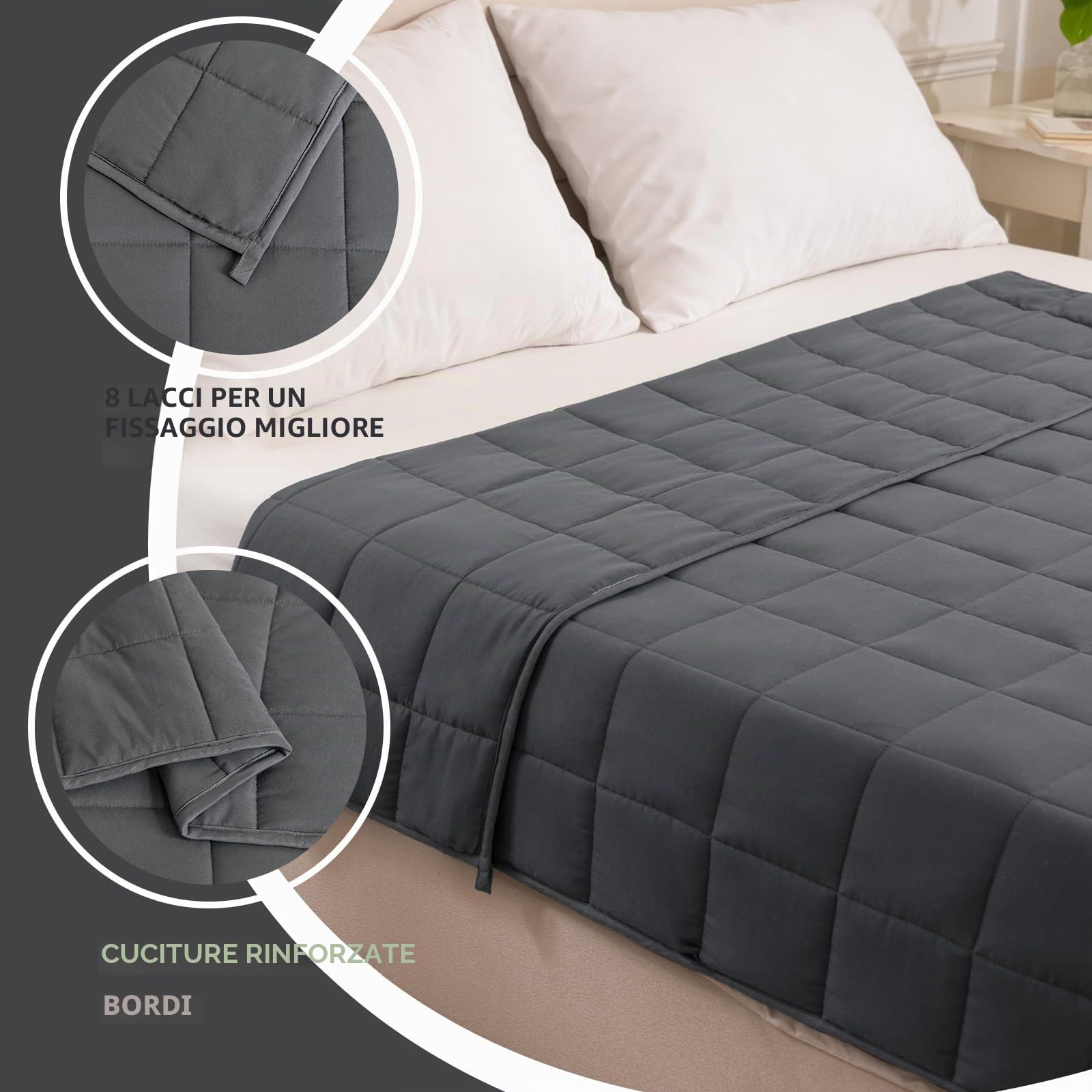 Good Nite Coperta pesante, coperta terapeutica per adulti e bambini, coperta relax grigia, anti-stress per e per il relax, peso bianco (grigio, 150 x 200 cm, 8 kg)
