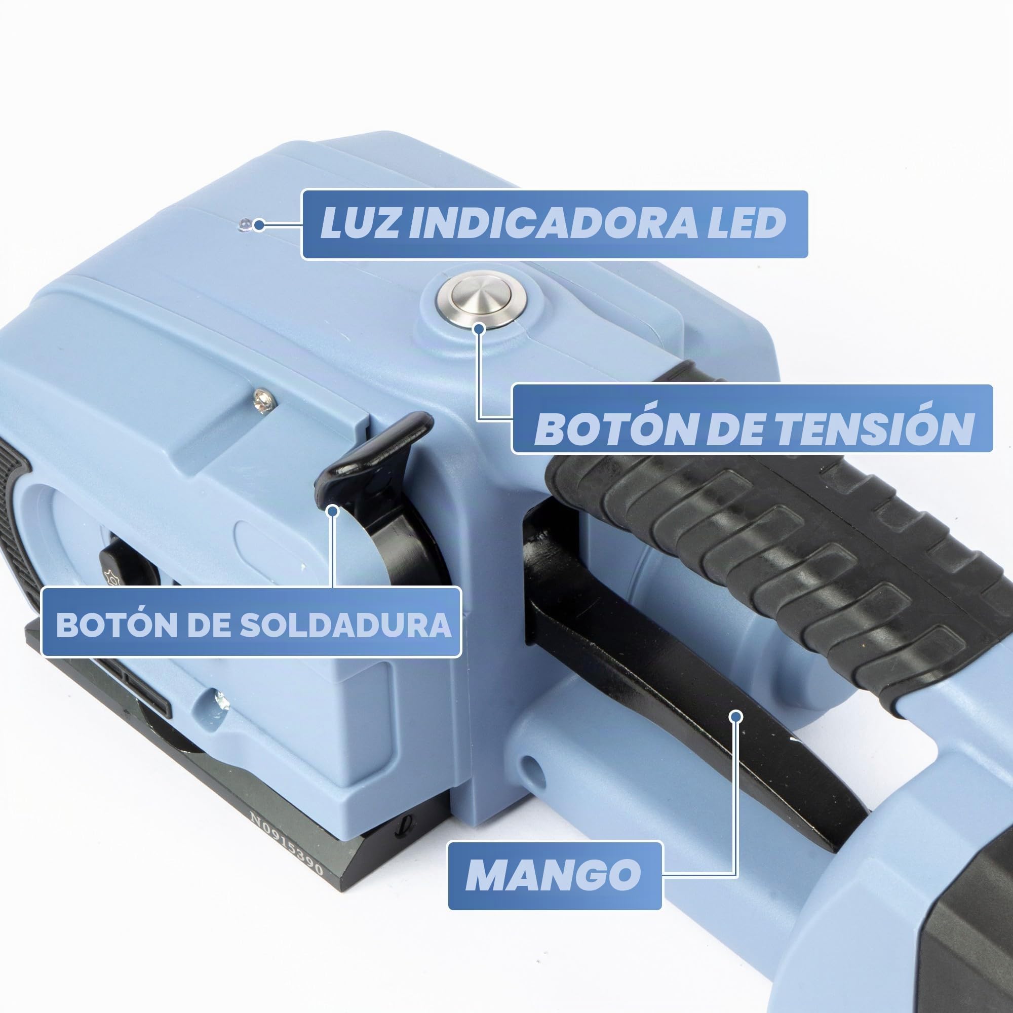 U.S. Solid Flejadora eléctrica con 2 piezas batería 4000 mAh, para cintas de PP PET de 13-16 mm, máquina de flejado automático para paletas de cartón