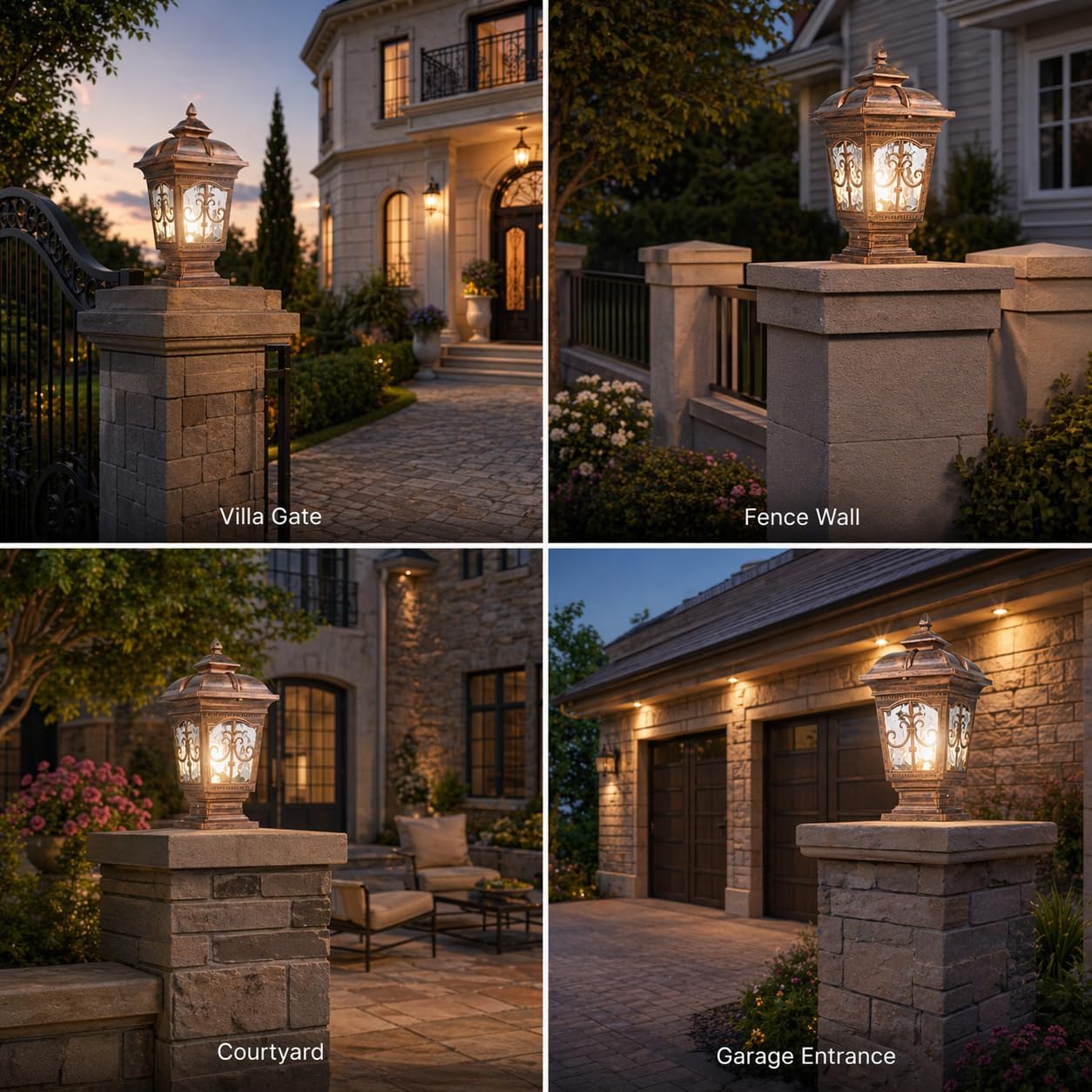 17.72" Outdoor Post Light - Hardwired E26 Column Lamp, Durable Die-Cast Aluminum Tempered Glass, IP65 Waterproof, Patio, Villa, Fits 6"-15" Post Tops, Easy Installation, Bronze Finish