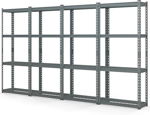 Miniatura 8 de Tangkula Estantes de almacenamiento de garaje de 4 niveles, estantería de almacenamiento de metal resistente, organizador de almacenamiento