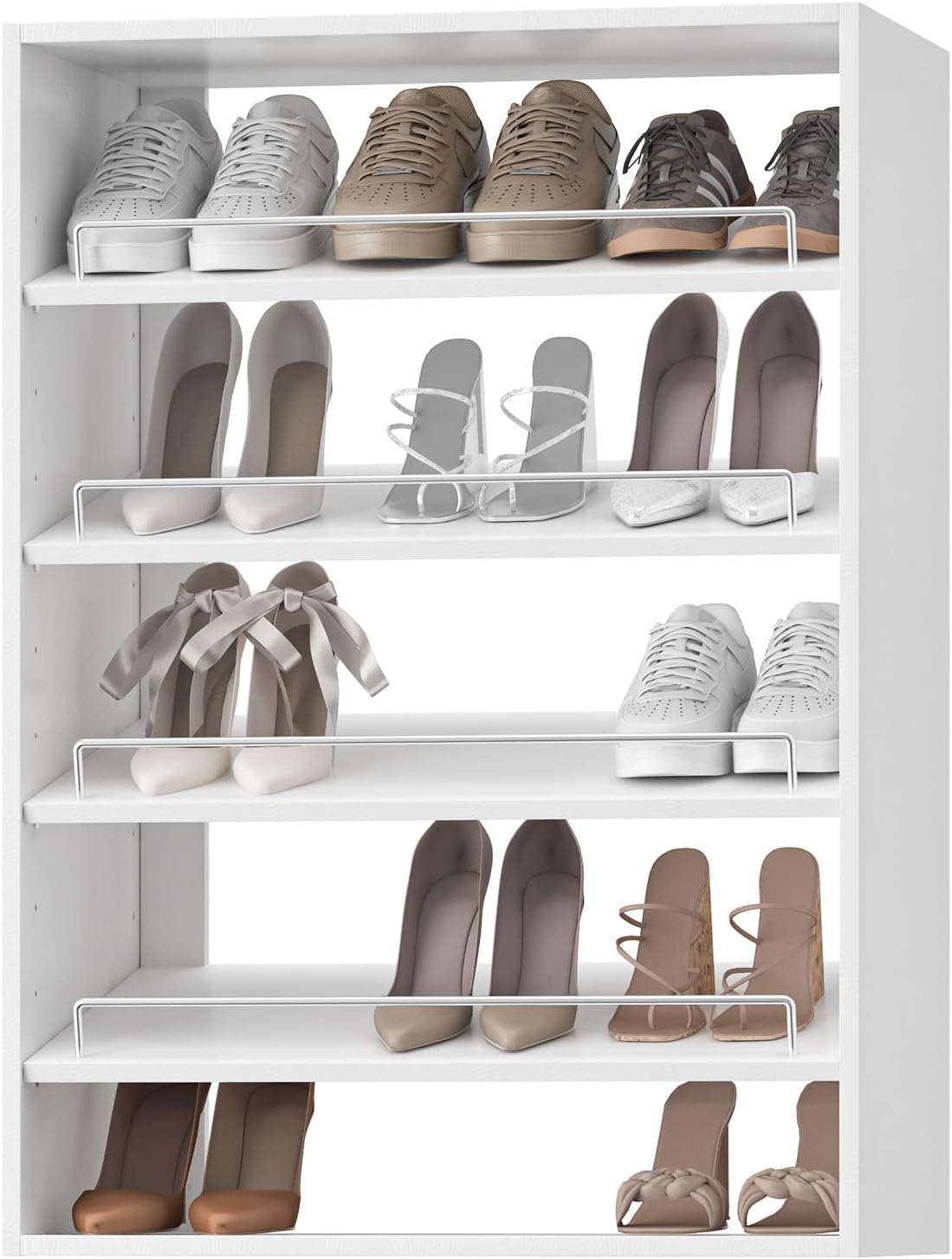 Luxeyard 25.5" Wide Shoe Shelf Tower Modular Closet System, Shoe Storage Closet Tower with Shelves, White