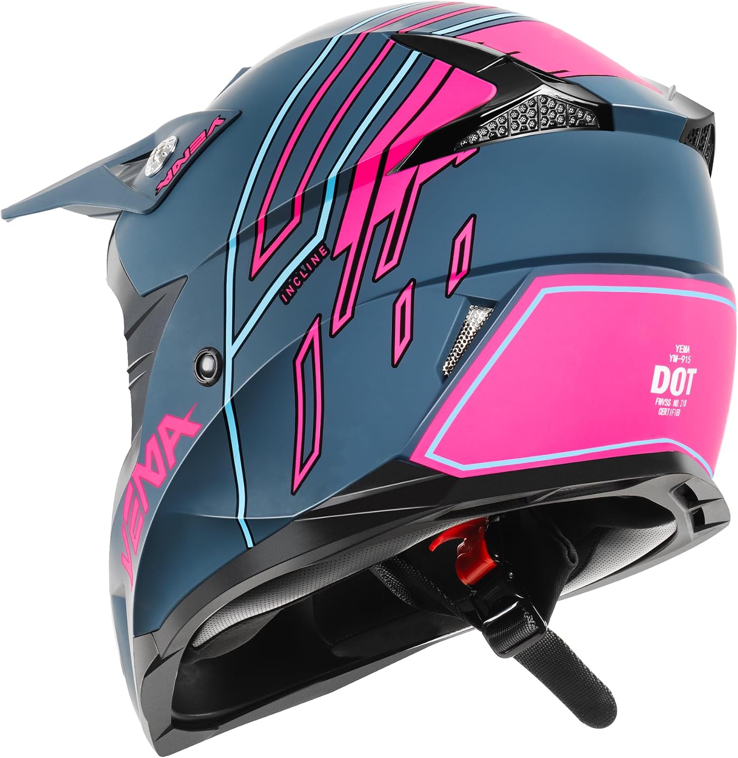 YEMA Adults Dirt Bike Helmets, Ventilated Motocross ATV Dirtbike Offroad BMX MX Helmets, DOT Approved Motorcycle Helmets, YM-915, Black