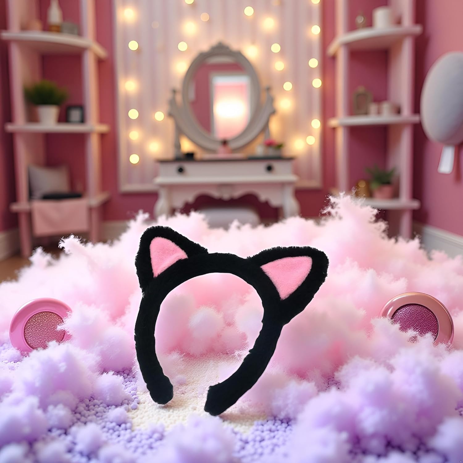 Plush Cat Ears Headbands - Soft Hair Accessories for Makeup, Shower, Teen Girls and Women - Image 2