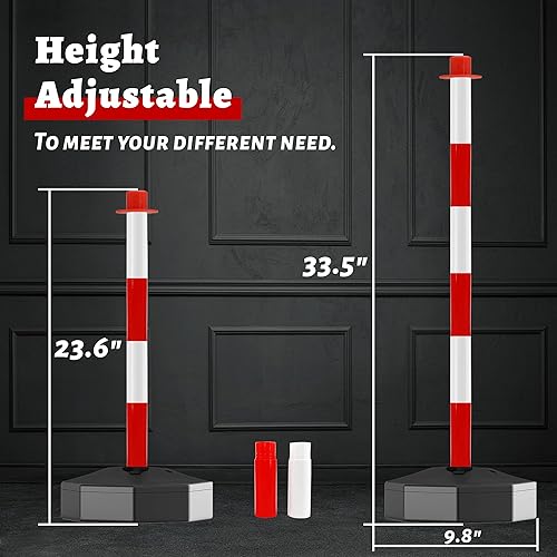 Miniatura 4 de CXCESNS Paquete de 6 Cono de poste de delineador de tráfico con base rellenable, conos de marcado de seguridad de tráfico para estacionamiento,