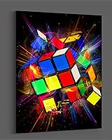 Vista 4 de Govivo Exploding Rubik Cube - Wall Art Decor Print con un fondo negro - obra de arte sin marco impresa en lienzo