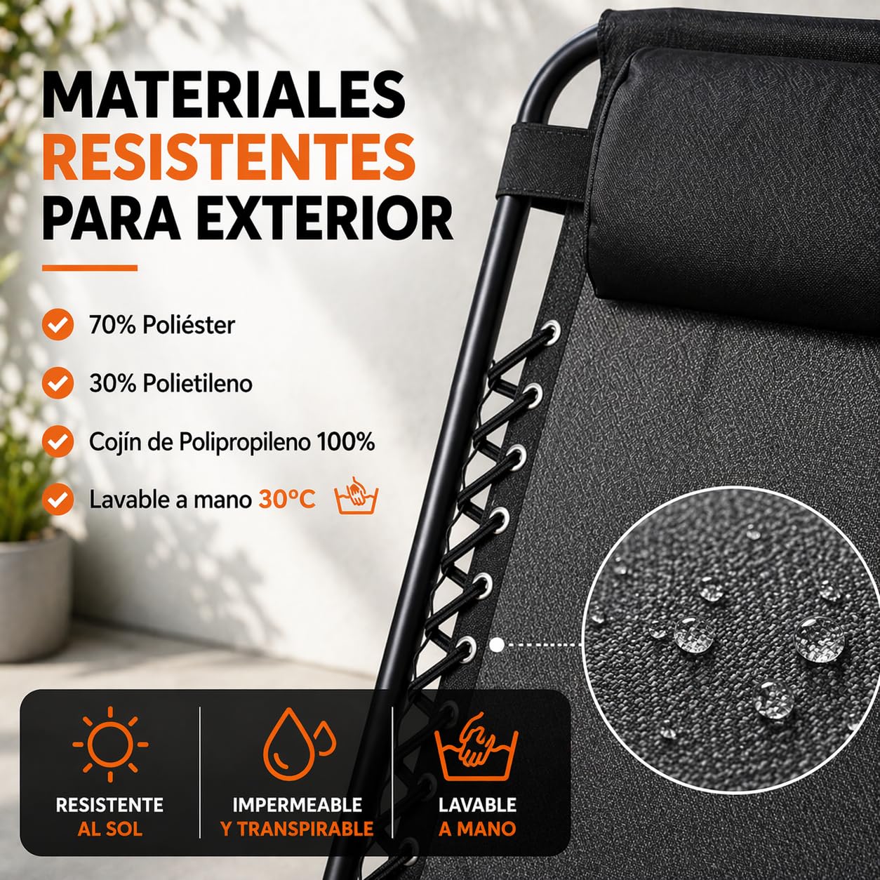 TIENDA EURASIA – Pack 2 Tumbonas Plegables y Reclinables para Jardín | con Cojín y Reposacabezas | Estructura de Acero | Color Negro | hasta 100 kg | Exterior, Terraza y Piscina