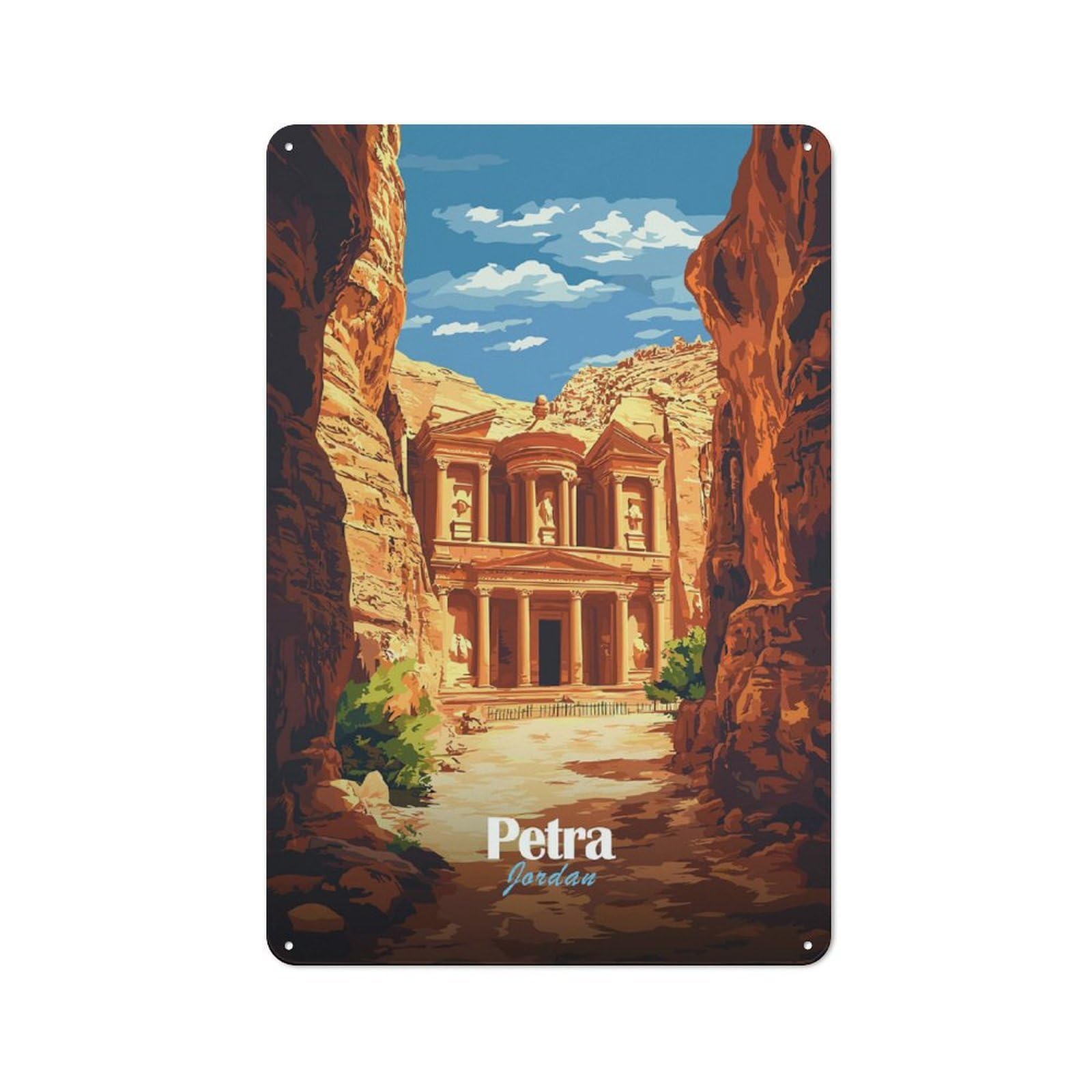 Junmoney Style-20 Classic Petra Jordan Travel Metal Wall Art Sign 30X20cm, Vintage Wall Decor For Lounge, Study, Pub Or Wall Gallery