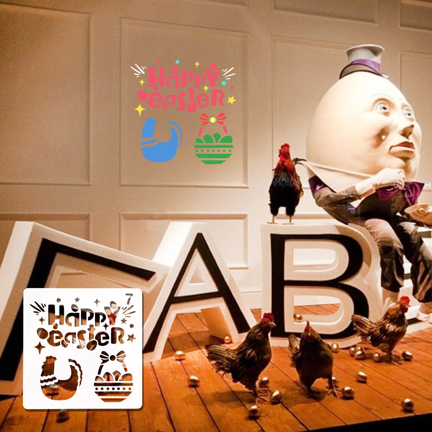 Stencil Pasqua 8 Pezzi - Per Pittura, Decorazioni Fai Da Te Bambini - Foto 9