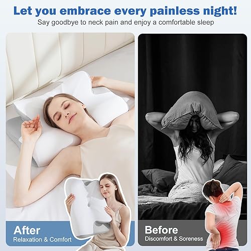 Miniatura 6 de Almohada cervical para dormir  Almohada ergonómica refrescante de espuma viscoelástica para aliviar el dolor de cuello, suave y elástica, alivia la
