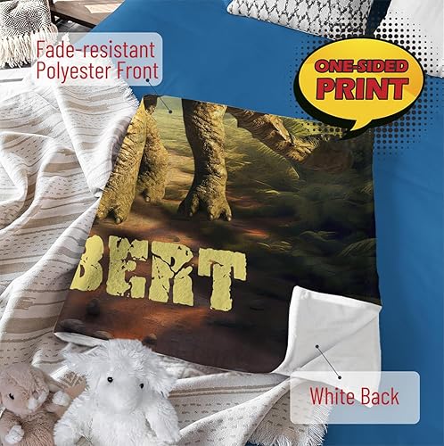 Vista 44 de Manta personalizada de dinosaurio, manta personalizada de dinosaurio para niños, regalo de foto personalizado para él, manta Minky de 50 x 60