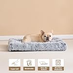 EHEYCIGA Calming Lit pour chien, lit pour chien lavable anti-anxiété, lit d'oreiller pour chien flufy avec fond antidérapant, gris, 29,5"x20"x3"