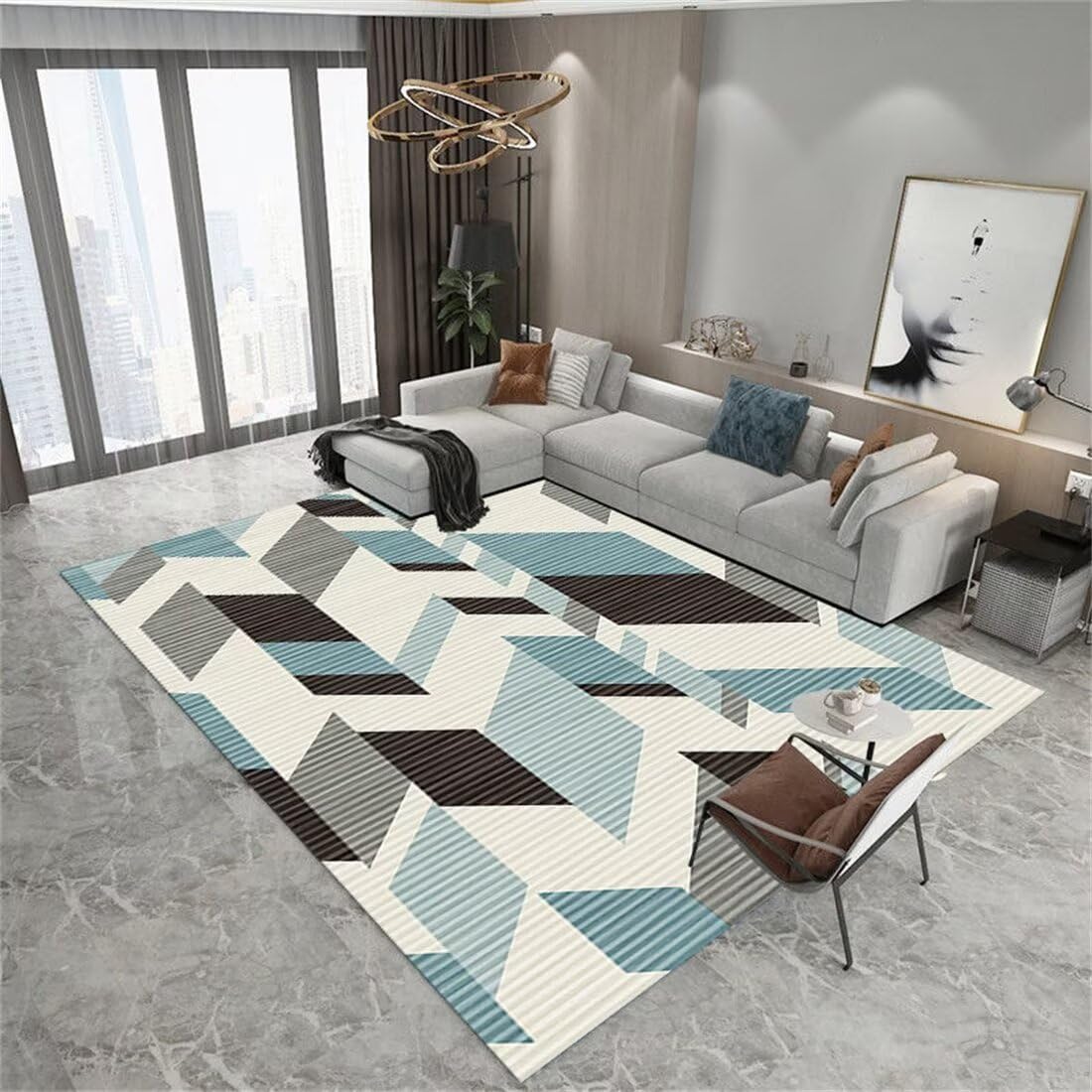 Tapis de lit ne tombe pas gris-bleu 70x140cm avec envers antidérapant