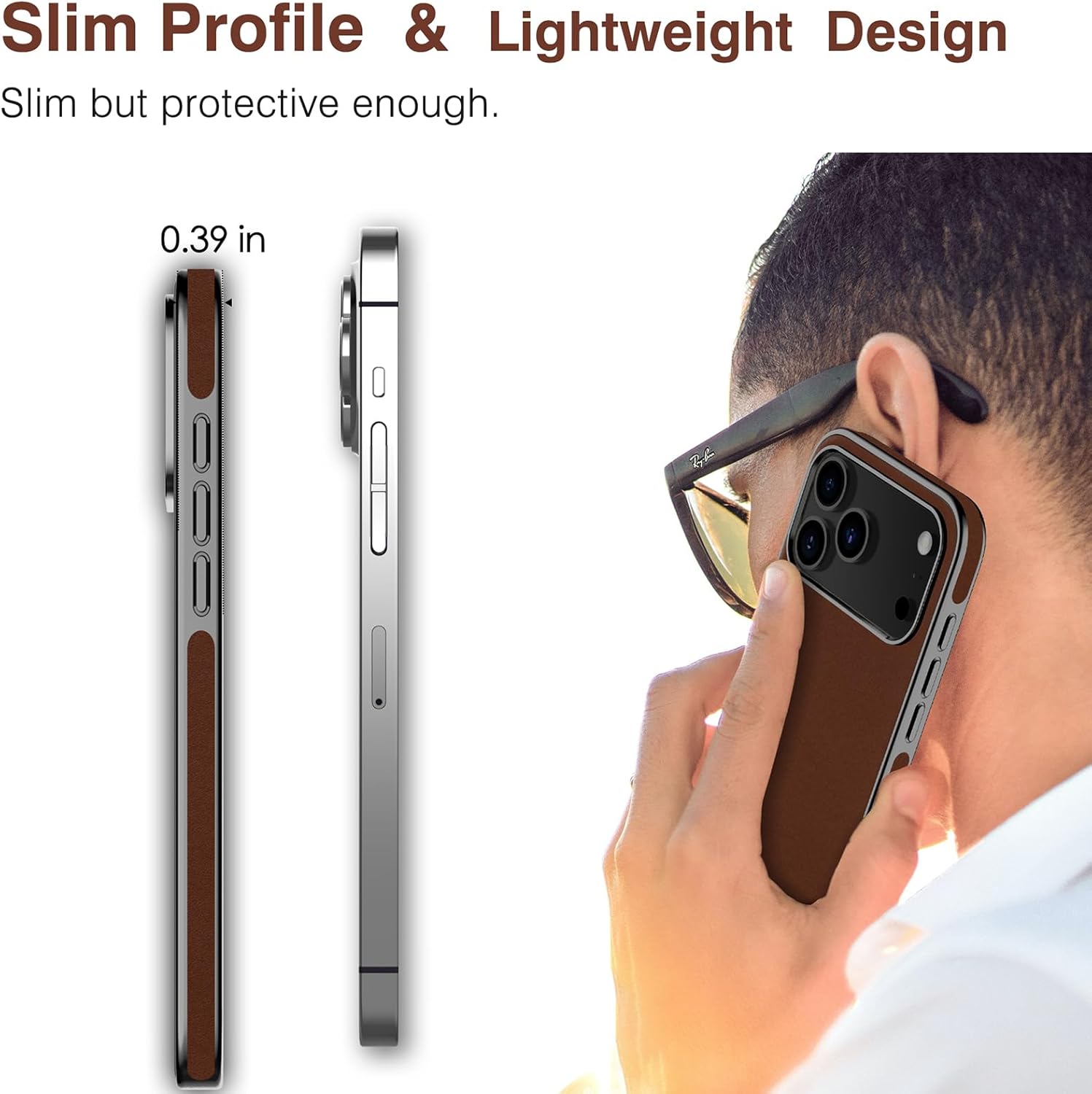 LOHASIC for iPhone 17 Pro Max Case Leather, Slim Luxury Designer Aesthetic Cover for iPhone 17 Pro Max, Soft Vegan Business iPhone 17 Pro Max Leather Case for Men Women, Dark Brown - Image 4