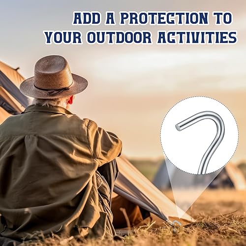 Miniatura 6 de Blulu 200 estacas de tienda de campaña galvanizadas resistentes para patio, estacas de campamento al aire libre, estacas de metal para tienda de