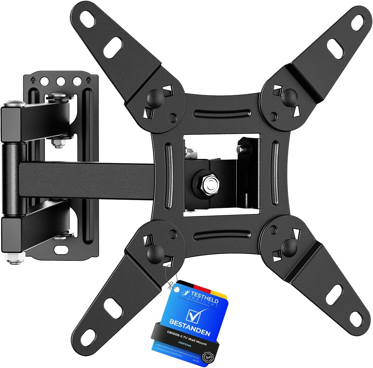 GRIFEMA GB1008-2 TV Wall Bracket for 13-43 inch, Swivel Tilt Extendable TV Wall Mount for Flat & Curved Screen, up to 20KG, Max Vesa 200X200MM