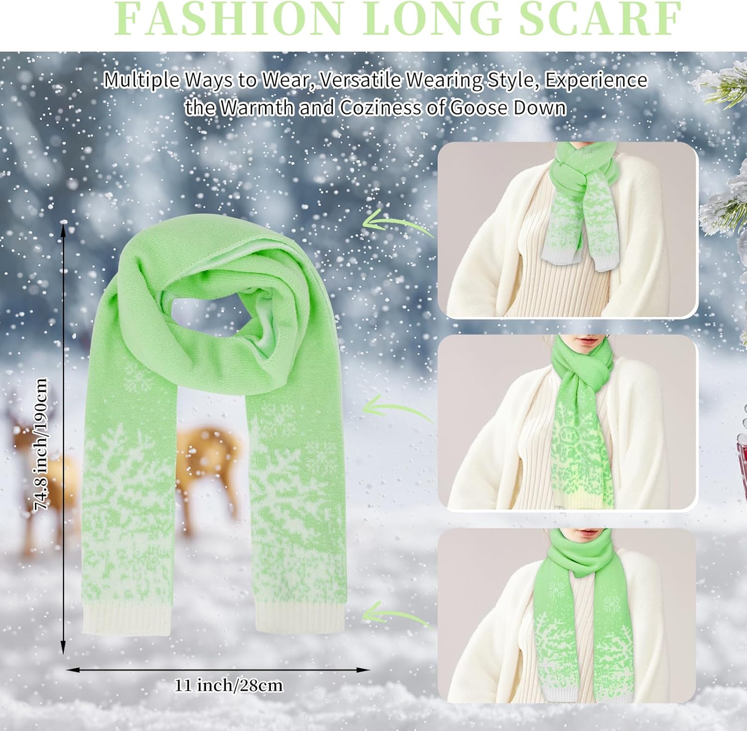 4 PCS Hat Gloves Scarf Set for Women with Winter Headband Warm Knit Gloves Scarf Fleece Beanie with Pom Pom - Image 5