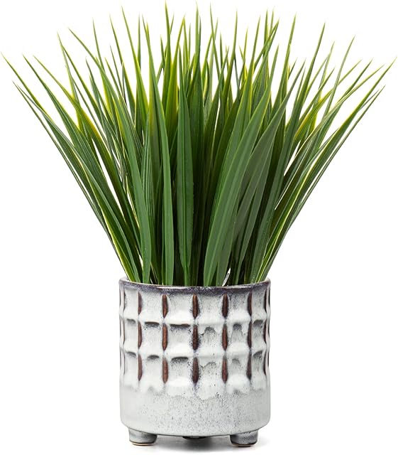 Sztuczna roślina 24 cm, małe sztuczne rośliny, sztuczna trawa w doniczce, w doniczkach ceramicznych, dekoracyjne sztuczne rośliny wewnątrz, do domu, kuchni, biura, łazienki, dekoracja stołu