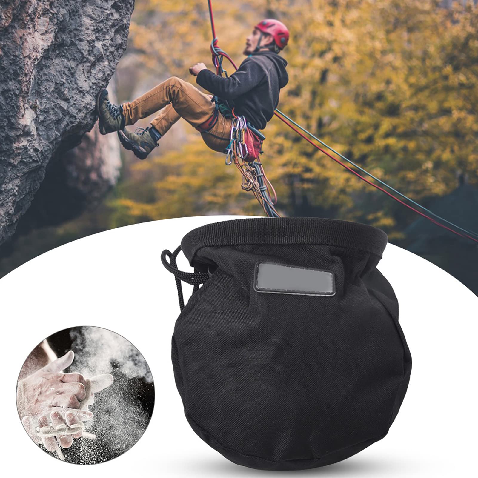 BigKing Bolsa de magnesio, Bolsa de Polvo de magnesio para Escalada en Roca al Aire Libre Negra, Bolsa de Almacenamiento para cinturón