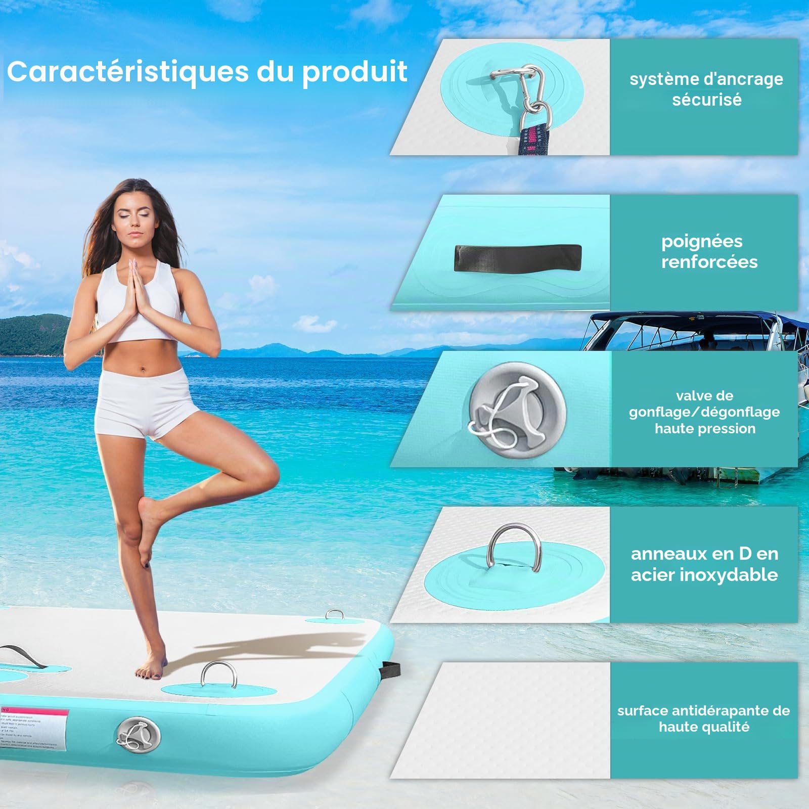 AWSUM Plateforme de bain gonflable Air Dock - Forme de patte flottante - Dock gonflable pour lac, piscine, plage, océan