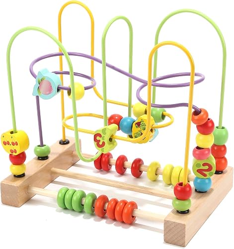 jacootoys Bois Labyrinthe de Perles Coloré Fruit Boules Boulier 