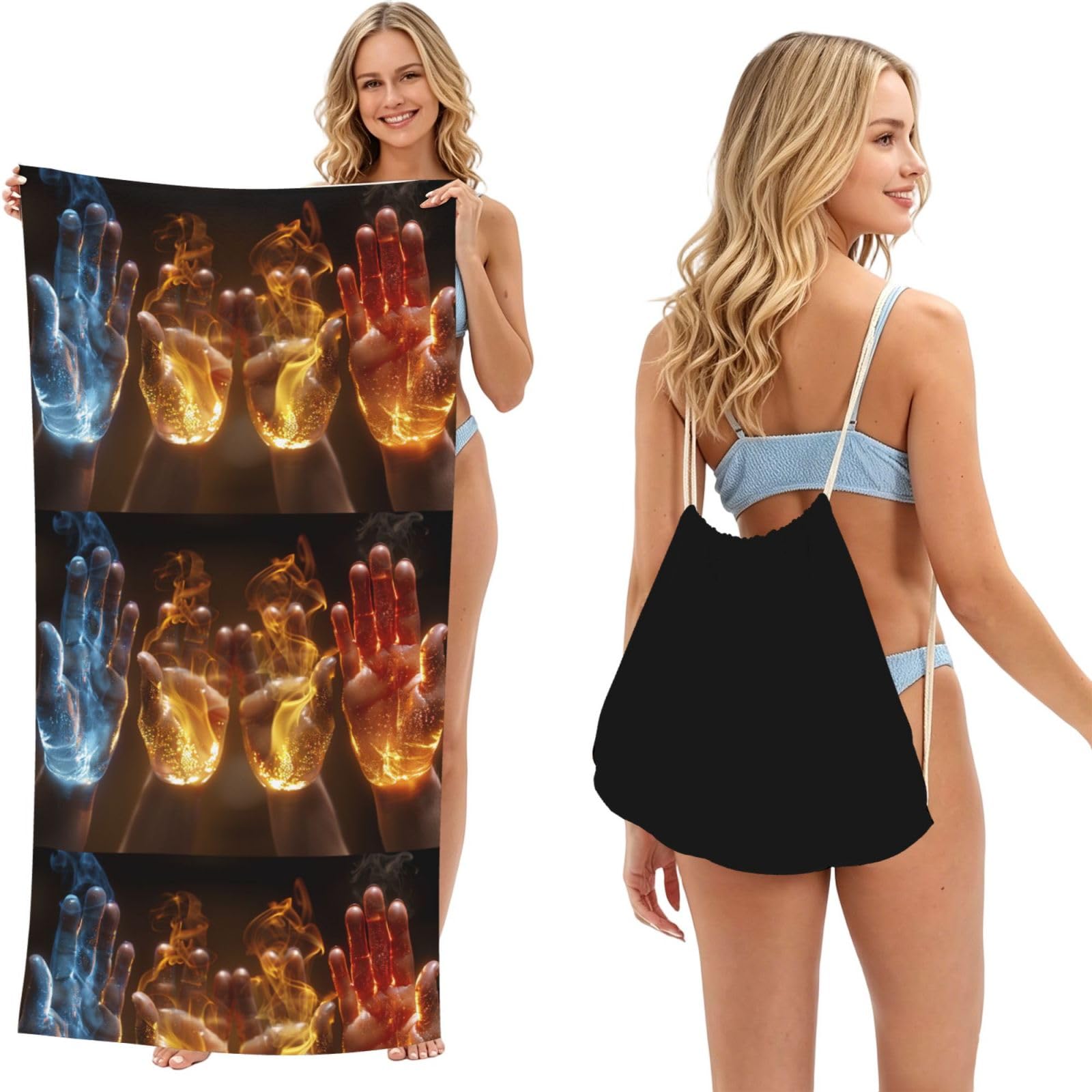 SKGOHLH Unique Palm 2in1 Packable Beach Towel Bag Women