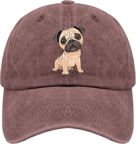 Sombreros Pug Dog Dad Sombrero para Hombre Vintage Denim Gorra de béisbol ajustable