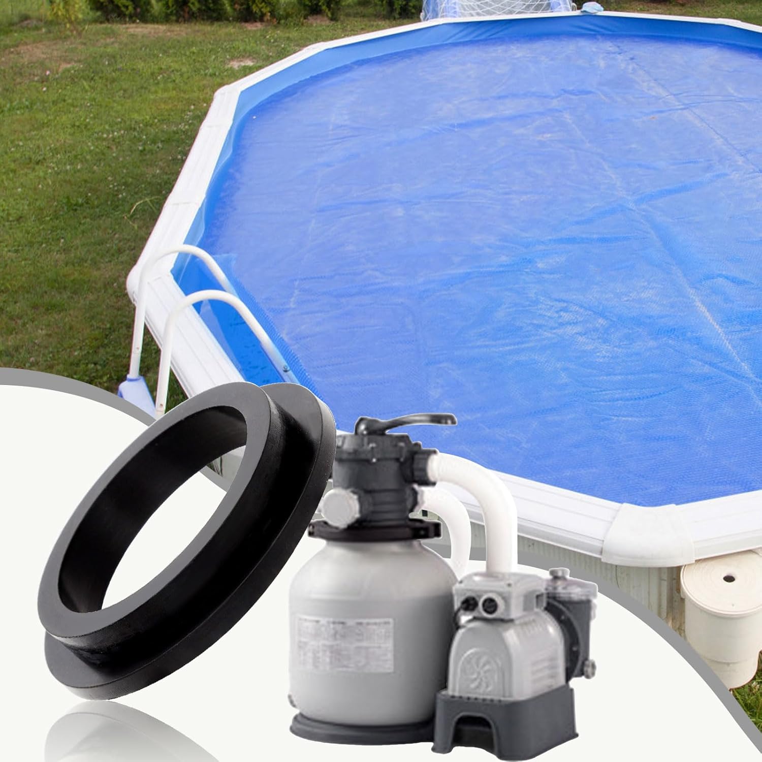 6pcs O Rings Replacement Part for Intex Pool, Rubber Washers for Pool Sand Filter Pump Gasket Seal Replacement Parts Pool Filter Pump Accessories, black