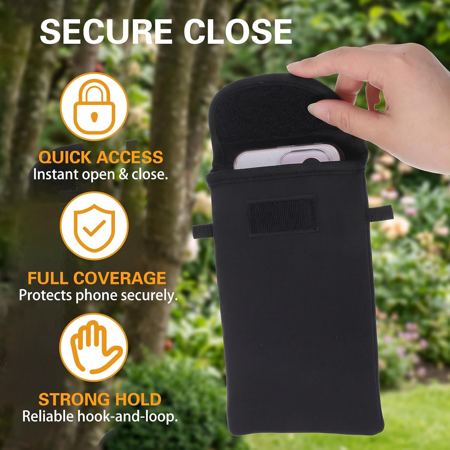 Cell Phone Pouch with Strap, Phone Pouch Lanyard with Adjustable Neck Strap, Durable Neoprene & Metal Construction for Secure Carrying (Black)