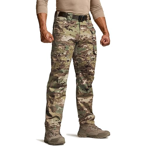 CQR Men's Tactical Pants, Water Resistant Ripstop Cargo Pants, Lightweight EDC Work Hiking Pants, Outdoor Apparel