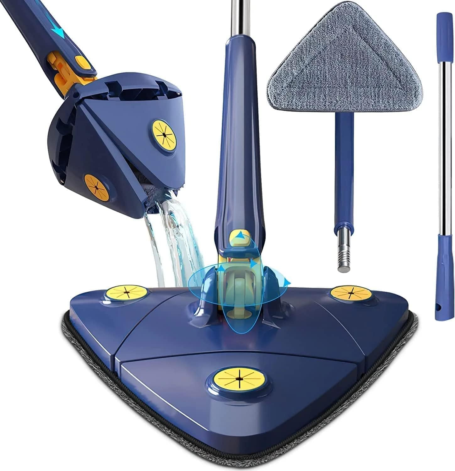 360° Rotating Triangle Mop with Adjustable Long Handle | Microfiber Flat Mop for Floor, Wall, Ceiling & Corner Cleaning | Self-Squeeze Wet & Dry Cleaner for Home, Kitchen, Bathroom & Tiles-picture-14