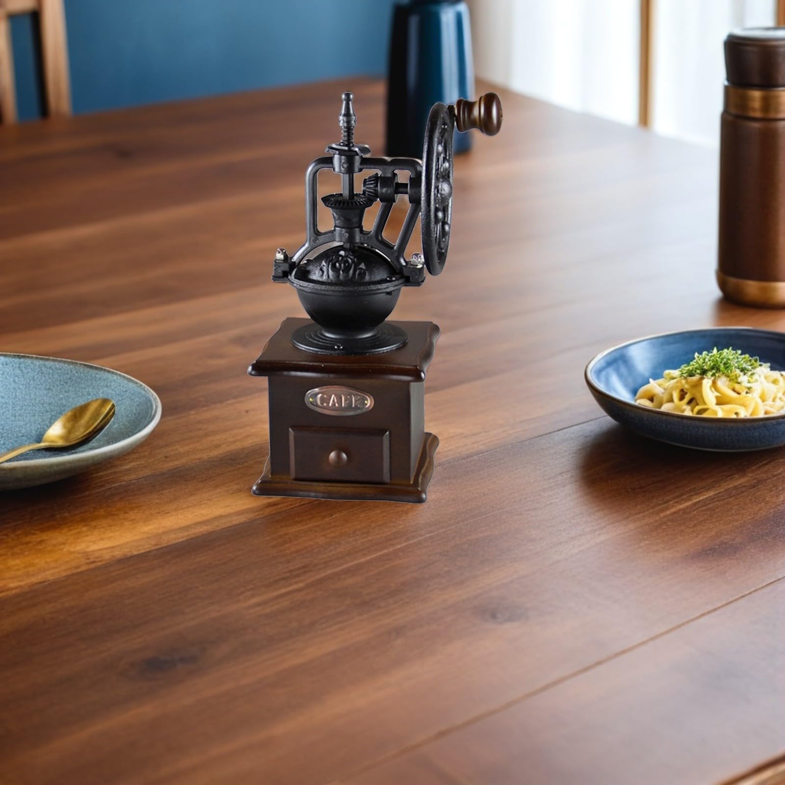 KICHOUSE Macinacaffè Manuale Vintage per Chicchi e Spezie Macinino Portatile Manovella per Caffè Fresco e Grani Accessorio Pratico e Sicuro per Amanti del Caffè