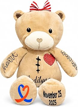 Personalized 14" Heart Warrior Teddy Bears - Custom Made to Order - Baby Heart Surgery Gift - Open Heart Surgery Bears - Multiple Styles - CHD Awareness Gift for Heart Mom