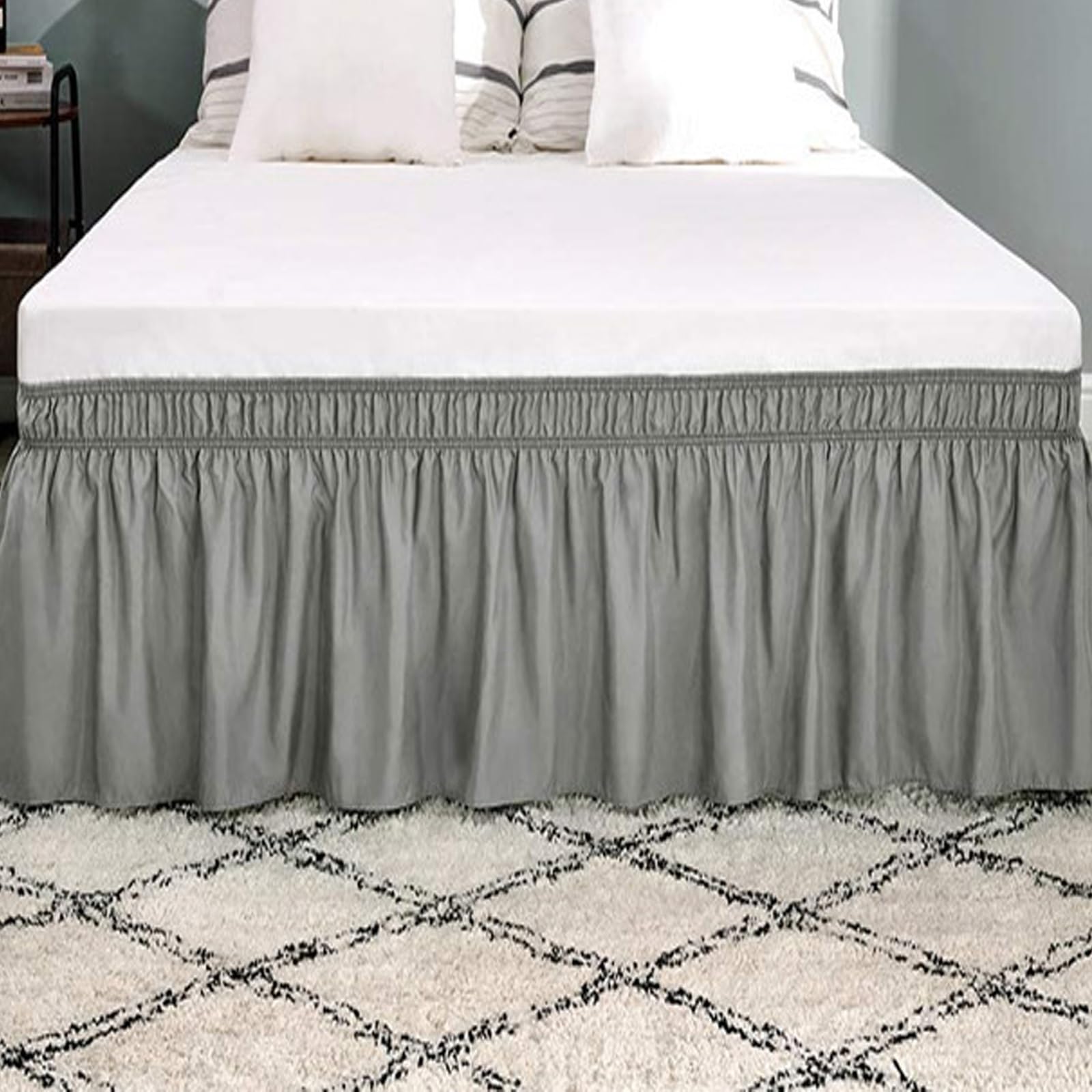 YHXAIQ Bed Skirt, Elasticized Bed Skirts & Valances, Easy to Install Valance with Drop Design, Polyester Bed Valance Double for Double Size Bed Frame & Platform(Grey,100 x 200+30 cm)