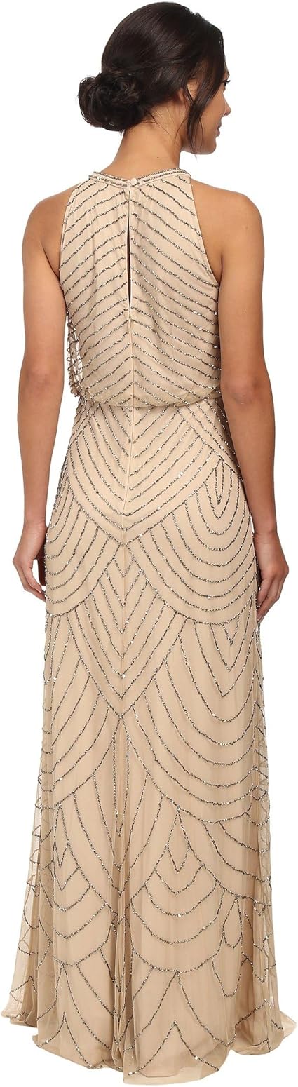 art deco beaded blouson dress with halter neckline Aiglantine Halterneck Ruched Maxi Dress main image 1