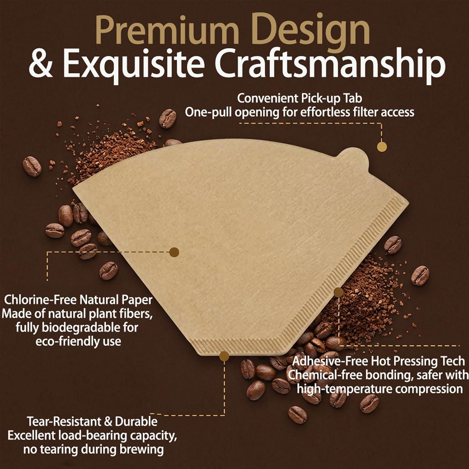 Cone Coffee Filters 200 Count, Unbleached Natural Paper, Disposable for Pour Over Drip Coffee Makers (#4)